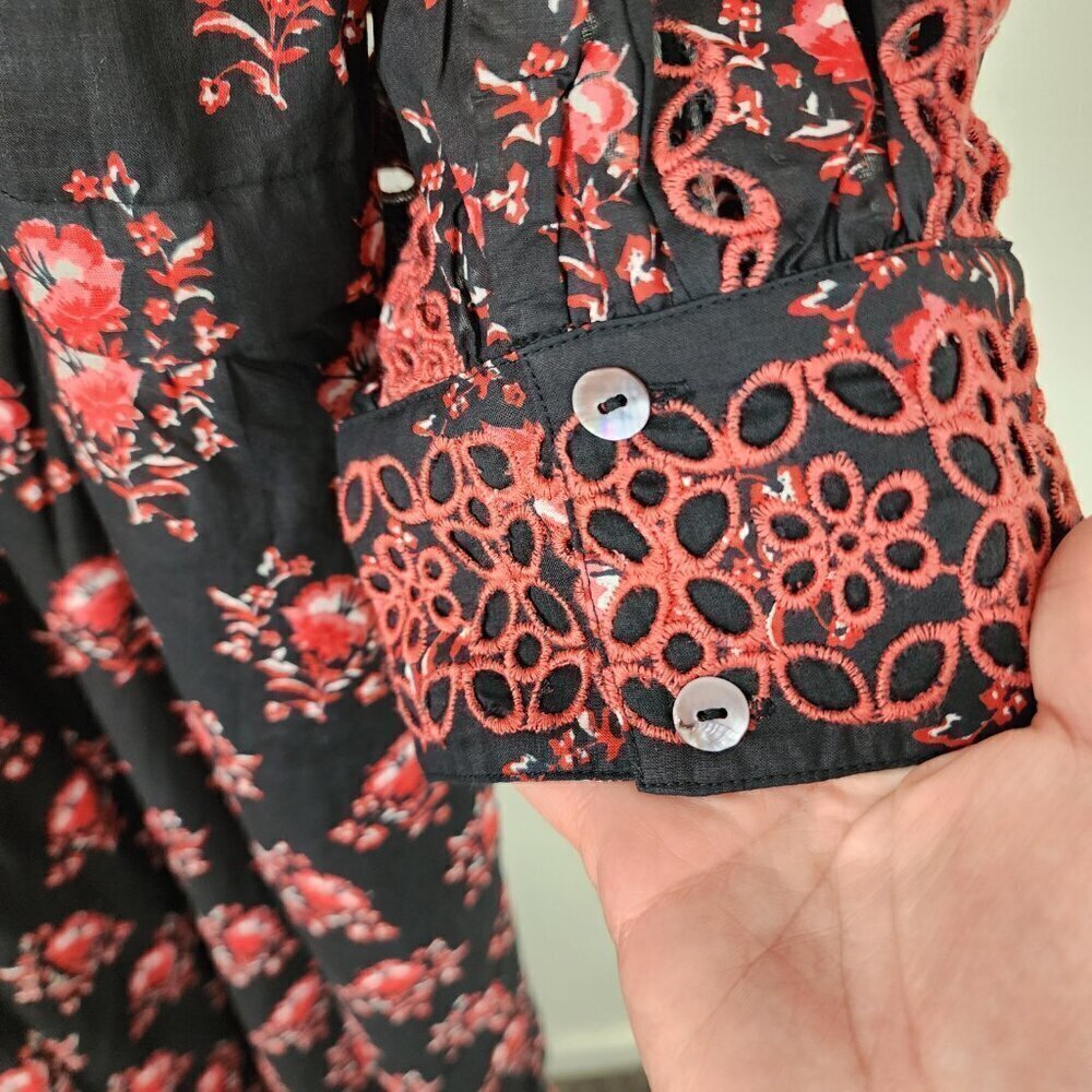 NWT Banjanan Floral Print Eyelet Detail Betty Dress Butti Dusk Size Large - Picture 11 of 16
